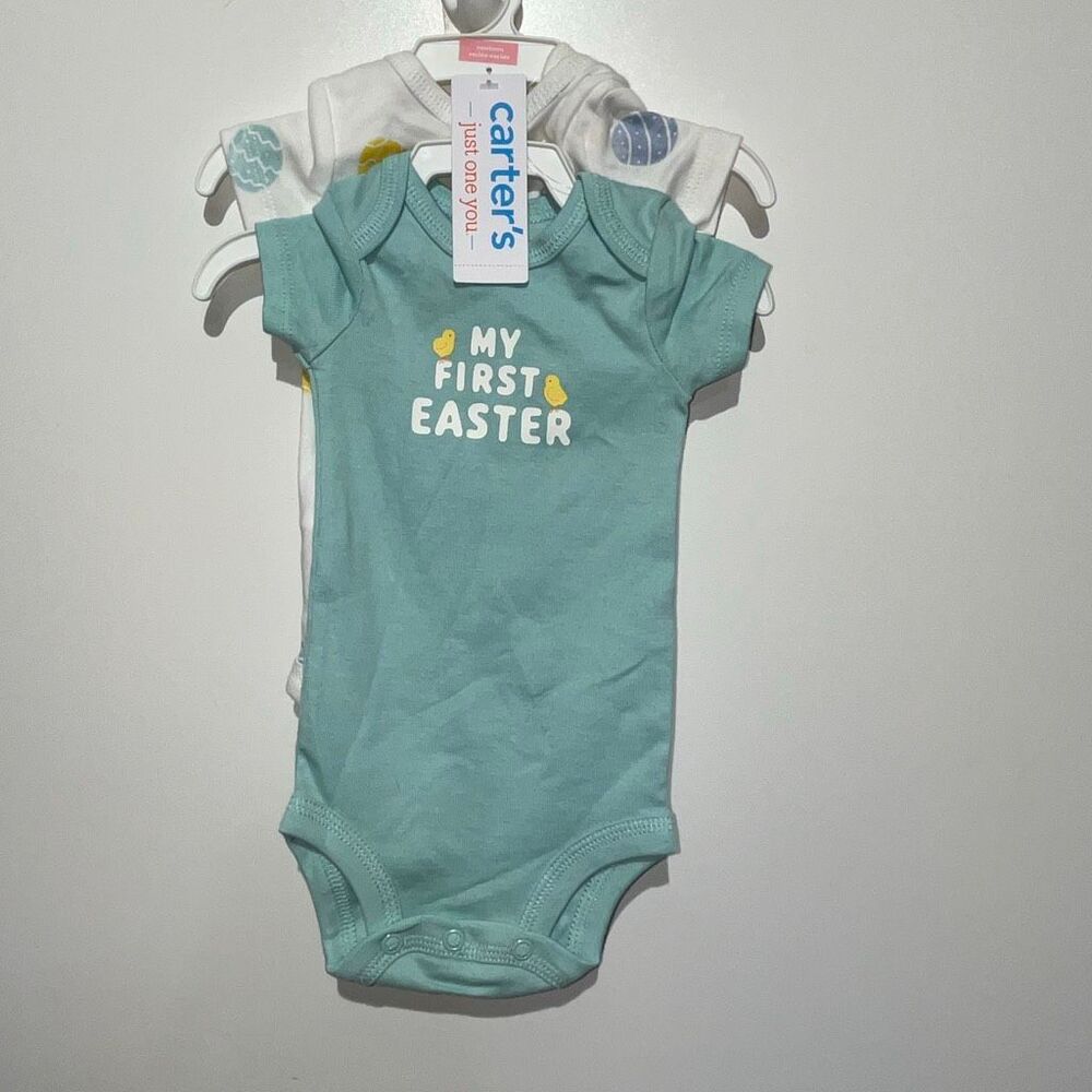 Lot of 2 Carter's Newborn My‎ First Easter Bodysuit Size 6-9 lb/0-3 Months NWT
